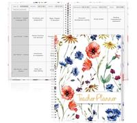 Undated Teacher Planner 8.5" x 11" Weekly & Month Academic Teacher Lesson Planner Hardcover Homeschool Planner with 4-Period Layout Teacher Record Lesson Plan Book for Classroom School Supplies