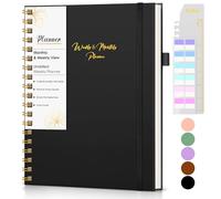 Undated Weekly and Monthly Planner, B5 Large Weekly To Do List Notebook with Goal & Habit Tracker Organizer, Hardcover Spiral Bound Blank Monthly Planner for Work School Home 7.4" x 9.64" Black