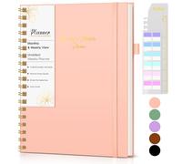 Undated Weekly and Monthly Planner, B5 Large Weekly To Do List Notebook with Goal & Habit Tracker Organizer, Hardcover Spiral Bound Blank Monthly Planners for Work School Home 7.4" x 9.64" Pink