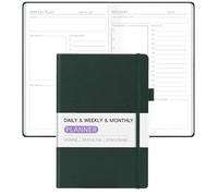 Undated Weekly Planner for 2025, Forvencer Daily & Weekly & Monthly Calendar Planner, Cute Daily Organizer Notebook, Agenda Journal to Track Goals & Tasks, Start Anytime, A5 Size, Dark Green