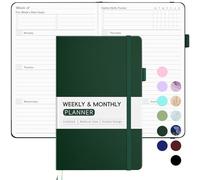 Undated Weekly Planner for 2025, Forvencer Simplified Weekly & Monthly Calendar Planner, Cute Daily Organizer Notebook, Agenda Journal to Track Goals & Tasks, Start Anytime, A5 Size, Dark Green