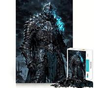 Undead Knight with Blue Flames Jigsaw for Teenagers1000 Pieces Mind Boost Game Firm Fit Secure Assembly Bonding Activity for Loved Ones (50x75cm)