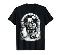 Undead Skeleton Creeps from Graveyard Arch Moonlight T-Shirt