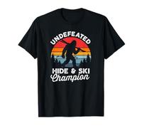 Undefeated Hide & Ski Champion Funny Bigfoot Vintage Sunset T-Shirt