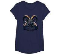 Undefeated Since Birth Ram Strength Motto T-Shirt, Girls, Navy, Small