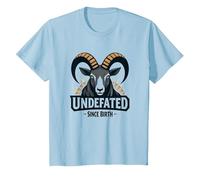 Undefeated Since Birth Ram Strength Motto T-Shirt, Kids, Baby Blue, 4 Years