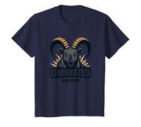 Undefeated Since Birth Ram Strength Motto T-Shirt, Kids, Navy, 8 Years