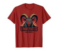 Undefeated Since Birth Ram Strength Motto T-Shirt, Men, Cranberry Red, Large