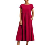 Under 1 Pound Summer Dresses for Women Cap Sleeve Crew Neck T-Shirts Dresses Plus Size Loose Casual Dress Swing A Line Midi Boho Dresses Lightning Deals of The Day Today Sale