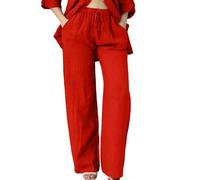 Under 5 Pounds Clearance Womens Linen Trousers Casual Ladies Cotton Linen Pants Drawstring Elastic Waist Summer Pants with Pockets Lightweight Comfy Trousers Black of Friday Deal