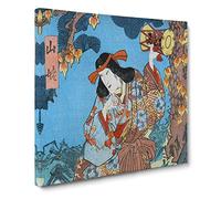 Under a Maple Tree by Utagawa Toyokuni Asian Japanese Canvas Wall Art Print Ready to Hang, Framed Picture for Living Room Bedroom Home Office Décor, 20x20 Inch (50x50 cm)