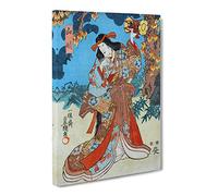 Under A Maple Tree By Utagawa Toyokuni Asian Japanese Canvas Wall Art Print Ready to Hang, Framed Picture for Living Room Bedroom Home Office Décor, 24x16 Inch (60x40 cm)