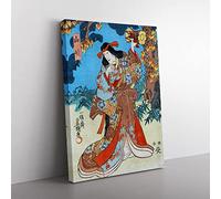 Under A Maple Tree By Utagawa Toyokuni Asian Japanese Canvas Wall Art Print Ready to Hang, Framed Picture for Living Room Bedroom Home Office Décor, 60x40 cm (24x16 Inch)