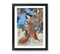 Under A Maple Tree By Utagawa Toyokuni Asian Japanese Framed Wall Art Print, Ready to Hang Picture for Living Room Bedroom Home Office Décor, Black A3 (34 x 46 cm)
