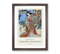 Under A Maple Tree By Utagawa Toyokuni Exhibition Museum Asian Japanese Framed Wall Art Print, Ready to Hang Picture for Living Room Bedroom Home Office Décor, Walnut A4 (34 x 25 cm)