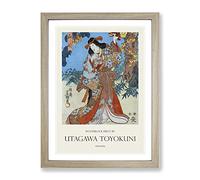 Under A Maple Tree By Utagawa Toyokuni Exhibition Museum Asian Japanese Framed Wall Art Print, Ready to Hang Picture for Living Room Bedroom Home Office Décor, Oak A2 (64 x 46 cm)