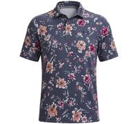 UNDER ARMOUR 2026 MATCHPLAY PRINTED GOLF POLO SHIRT - DOWNPOUR GREY / ACADEMY
