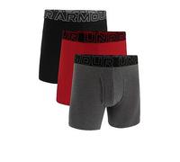 UNDER ARMOUR 3 Pack Men's 6 Inch Performance Cotton Solid Boxers - Black/Red/Grey, Black, Size S, Men Black
