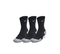 UNDER ARMOUR Adults Unisex Running Cushion 3Pack Crew Socks, Black, Size S, Men Black