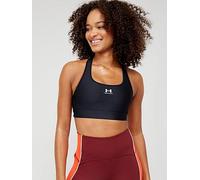 UNDER ARMOUR Authentics Mid Padless Sports Bra, Black / Black / White, Size Xs, Women Black / Black / White