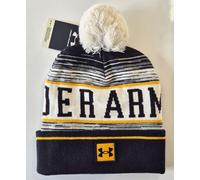 Under Armour Beanie Hat Pom Mens One Size White Black 100% Genuine Brand New
