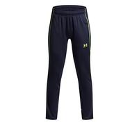 Under Armour Boys' Challenger Training Pant, Comfortable and Stretchy Boys' Joggers with Ankle Zips, Tracksuit Bottoms for Sports, Athletics and Casual Wear,Washed Navy/High Vis Yellow,YXS