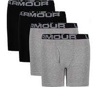 Under Armour Boys' Charged Boxer Jock, Lightweight & Smooth Stretch Fit Briefs, Moderate Gray, L (Pack of 4)