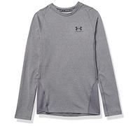 Under Armour Boys' ColdGear Armour Long Sleeve T-Shirt , Charcoal Light Heather (019)/Black , Youth Medium