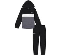 Under Armour Men's Long Sleeve Logo Hoodie & Joggers Set Clothing, Black/White, 8 (Pack of 2)