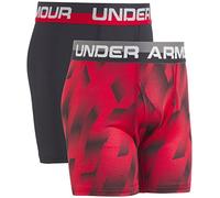 Under Armour Boys' Performance Boxer Briefs, Lightweight & Smooth Stretch Fit, Red/Black Print, S