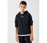 UNDER ARMOUR Boys Rival Fleece Hoodie, Black/White, Size L=11-12 Years Black/White