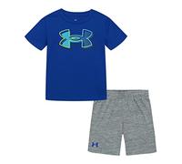 Under Armour boys Short Sleeve Tee and Short Set, Lightweight and Breathable, Royal Pop Out Logo, 6