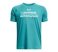 Under Armour Boys Tech Split Wordmark T-Shirt Tee Top Circuit Teal/White 13 Years