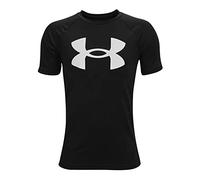 Under Armour Boys Ua Tech Big Sports T Shirt With Logo, Super-Soft Sportswear, Black / White, YXS
