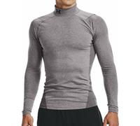 Under Armour ColdGear Compression Mock Mens Running Top Grey Long Sleeve Run