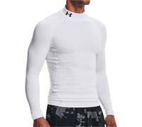 Under Armour ColdGear Compression Mock Mens Running Top White Long Sleeve Run