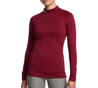 Under Armour ColdGear Mock Neck Womens Running Top Red Long Sleeve Run Jogging