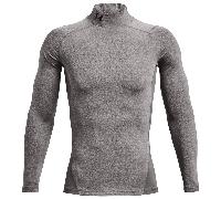 UNDER ARMOUR COMPRESSION LONG SLEEVE GOLF MOCK BASE LAYER - CHARCOAL HEATHER / BLACK