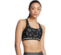 Under Armour Crossback Print Medium Impact Sports Bra Black L Women