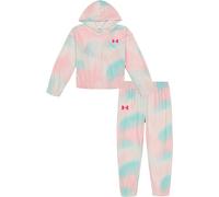 Under Armour Girls' 2-piece Fleece Sweatshirt and Sweatpants Set, Soft & Comfortable, Pink Blur, 6