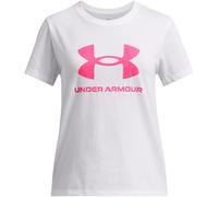 Under Armour Girls Big Logo ss in White - Size 7-8Y