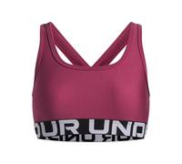 Under Armour Girls' Crossback Bra, Comfortable Sports Bra with Crossover Straps and Keyhole Detail, Supportive Girls' Gym Wear,Fuchsia Dusk / / White,YXL