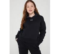 UNDER ARMOUR Girls Rival Fleece Crop Hoodie, Black / / White, Size Xs=5-6 Years Black / / White