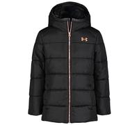 Under Armour Girls Willow Parka Jacket - Warmest Water-Repellent Breathable Winter Coat with Butterfleece Lining, Quilted Insulation & Hood, Black/Gold, 10-11 Years