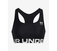 Under Armour Women's HeatGear Mid Branded, Comfortable and Breathable Women's Sports Bra, Supportive Racer Back Gym Bra Black
