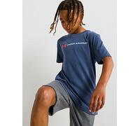 UNDER ARMOUR Junior Boys Logo Wordmark T-Shirt - Grey, Downpour Gray / Fire, Size Xl Downpour Gray / Fire