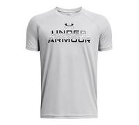 Under Armour Boys Tech Split Wordmark T-Shirt Tee Top Mod Gray/Black 9-10 Years