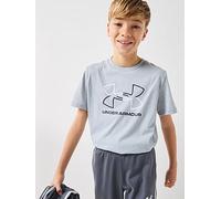 Under Armour Boys' Global Line Foundation Short Sleeve, Super-Soft Boys' T-Shirt with Design, Graphic Tee for Sports and Casual Wear,Mod Gray Light Heather / / Black,YMD