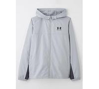 Under Armour Boys' Rival Woven Jacket, Water-Repellent Tracksuit Top for Sprts, PE and Athletics, Lightweight and Breathable Boys' Jacket,Mod Gray/Castlerock/Black,YXS