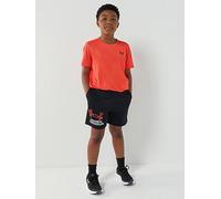 Under Armour Boys Tech Logo Shorts, (006) Black/Venom Red, M